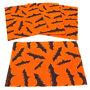 NWT Orange Batty Halloween Placemats Place Mats  Set of 4